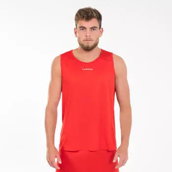 Футболка баскетбольная без рукавов T100 мужская красная TARMAK, огненно-красный/белый