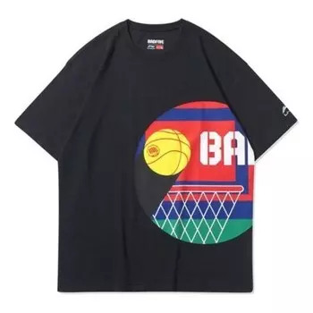 Футболка баскетбольные с принтом свободные с коротким рукавом Li-Ning, черный