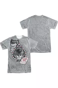 Футболка Batman Ace (принт спереди/сзади) с коротким рукавом для взрослых, 100% полиэстер Gildan, белый