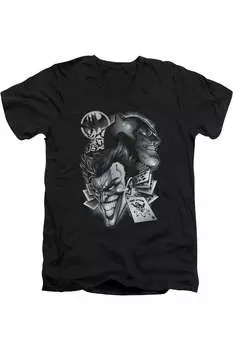 Футболка Batman Archenemies с коротким рукавом и V-образным вырезом для взрослых Gildan, черный