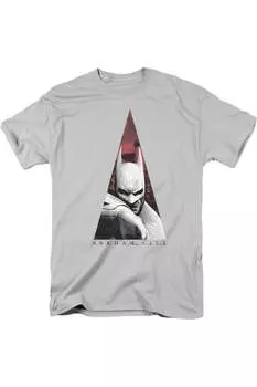 Футболка Batman Arkham City Bat Triangle с коротким рукавом для взрослых Gildan, серебряный