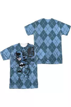 Футболка Batman Batgyle (принт спереди/сзади) с коротким рукавом для взрослых, 100% полиэстер Gildan, белый