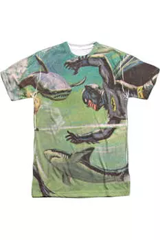 Футболка Batman Classic Tv Underwater с коротким рукавом для взрослых из полиэстера Gildan, белый