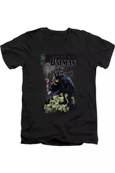 Футболка Batman Cover #516 с коротким рукавом и V-образным вырезом для взрослых Gildan, черный