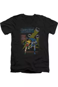 Футболка Batman Dynamic Duo с коротким рукавом и V-образным вырезом для взрослых Gildan, черный