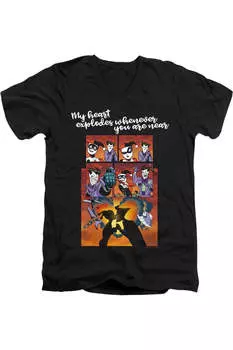 Футболка Batman Explode с коротким рукавом и V-образным вырезом для взрослых из премиального хлопка Gildan, черный