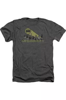 Футболка Batman Gotham Skyline для взрослых Heather Gildan, цвет charcoal