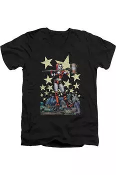 Футболка Batman Hammer Time с коротким рукавом и V-образным вырезом для взрослых из премиального хлопка Gildan, черный