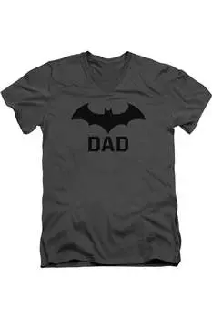 Футболка Batman Hush Dad с коротким рукавом и V-образным вырезом для взрослых из премиального хлопка Gildan, цвет charcoal