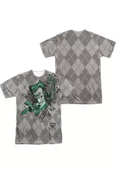 Футболка Batman Jokergyle (принт спереди/сзади) с коротким рукавом для взрослых, 100% полиэстер, с круглым вырезом Gildan, белый