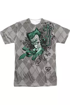 Футболка Batman Jokergyle с коротким рукавом для взрослых из 100% полиэстера Gildan, белый