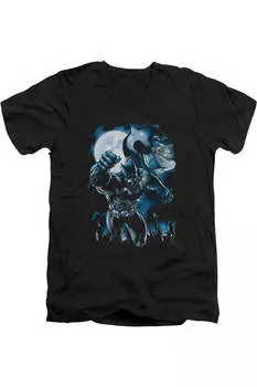 Футболка Batman Moonlight Bat с коротким рукавом и V-образным вырезом для взрослых Gildan, черный