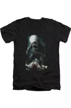 Футболка Batman Mudhole с коротким рукавом и V-образным вырезом для взрослых из премиального хлопка Gildan, черный