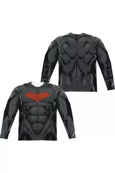 Футболка Batman Red Hood Style 2 (принт спереди/сзади) с длинным рукавом для взрослых из полиэстера Gildan