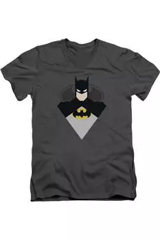 Футболка Batman Simple Bat с коротким рукавом и V-образным вырезом для взрослых из хлопка премиум-класса Gildan, цвет charcoal