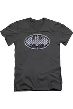 Футболка Batman Steel Mesh Shield с коротким рукавом и V-образным вырезом для взрослых Gildan, цвет charcoal