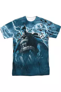 Футболка Batman Stormy Knight с коротким рукавом для взрослых из 100% полиэстера Gildan, белый