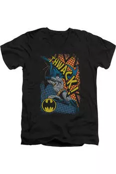 Футболка Batman Thwack с коротким рукавом и V-образным вырезом для взрослых Gildan, черный