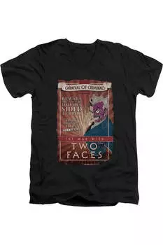 Футболка Batman Two Faces с коротким рукавом и V-образным вырезом для взрослых Gildan, черный