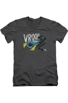 Футболка Batman Vroom с коротким рукавом и V-образным вырезом для взрослых из премиального хлопка Gildan, цвет charcoal