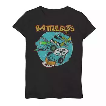 Футболка BattleBots Collision с изображением портрета и портрета в стиле ретро для девочек 7–16 лет Licensed Character