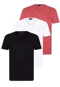 Футболка базовая 3 PACK VNECK Felix Hardy, цвет black white pink