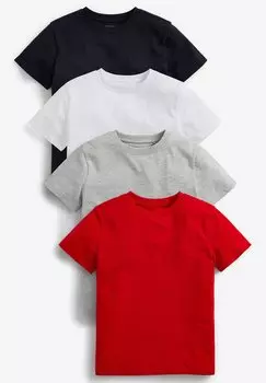 Футболка базовая 4 PACK Next, цвет red/grey/white/black