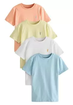 Футболка базовая 4 PACK STAG EMBROIDERED SHORT SLEEVE Next, цвет multi pastel