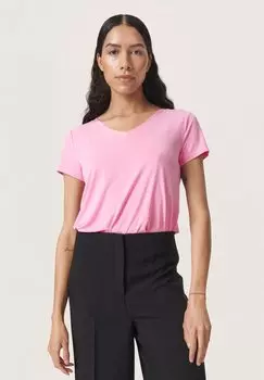 Футболка базовая COLUMBINE V-NECK Soaked in Luxury, цвет pastel lavender