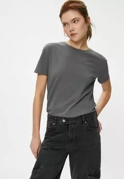 Футболка базовая CREW NECK SHORT SLEEVE Koton, цвет anthracite