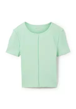 Футболка базовая CROPPED TOM TAILOR, цвет soft bright green