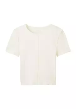 Футболка базовая CROPPED TOM TAILOR, цвет wool white