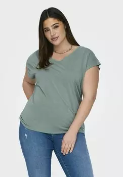 Футболка базовая CURVY KURZRMELIGES ONLY Carmakoma, цвет chinois green