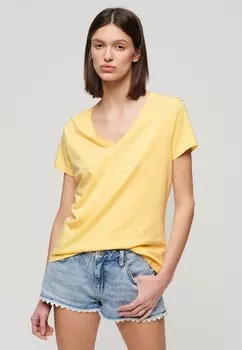 Футболка базовая EMBROIDERED V-NECK Superdry, цвет pale yellow