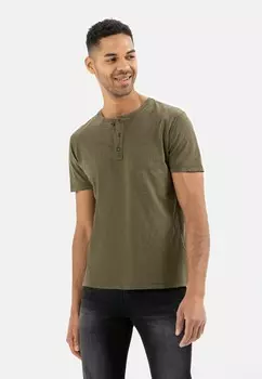 Футболка базовая HENLEY camel active, цвет olive night