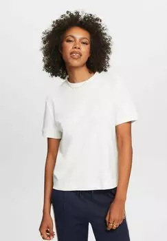 Футболка базовая KURZRMLIGES MIT RUNDHALSAUSSCHNITT Esprit, цвет off white