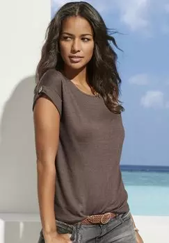 Футболка базовая LASCANA, цвет taupe