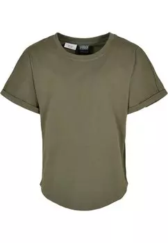 Футболка базовая LONG SHAPED TURNUP Urban Classics, цвет olive