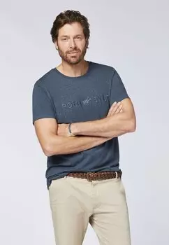 Футболка базовая Mit Logo-Schriftzug Polo Sylt, m Total Eclipse меланжевая