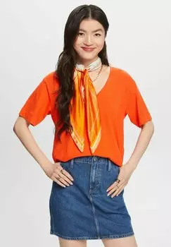 Футболка базовая MIT V-AUSSCHN Esprit, цвет bright orange