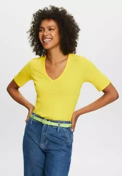 Футболка базовая MIT V-AUSSCHNITT Esprit, цвет yellow