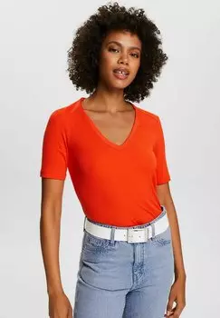 Футболка базовая MIT V-AUSSCHNITT Esprit, цвет bright orange