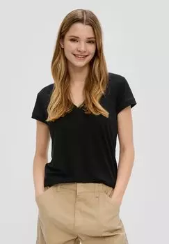 Футболка базовая MIT V-AUSSCHNITT QS, цвет schwarz