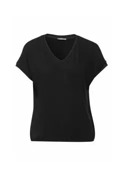Футболка базовая Mit V-Neck Street One, черная
