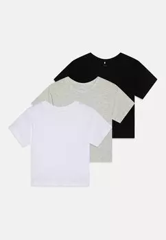 Футболка базовая NMMVOBBO LOOSE 3 PACK Name it, цвет black/bright white/light grey melange