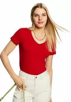 Футболка базовая NOS V-NK Esprit, цвет dark red