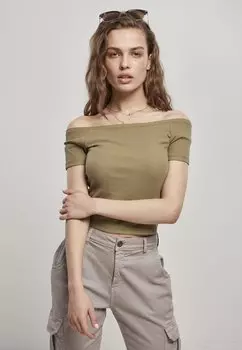Футболка базовая OFF SHOULDER Urban Classics, цвет khaki