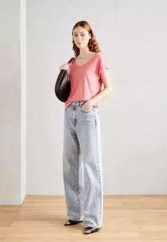 Футболка базовая Overcut Sleeves Deep Round Neck Marc O'Polo, дынный красный