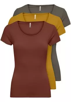 Футболка базовая PACK OF 3 ONLY, цвет burnt/kala/gold