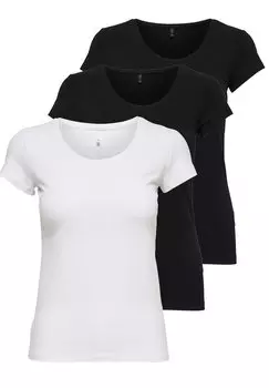 Футболка базовая PACK OF 3 ONLY, цвет black / black / white